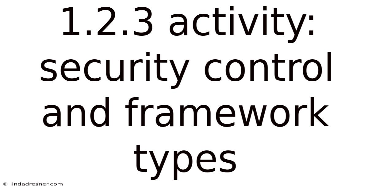 1.2.3 Activity: Security Control And Framework Types