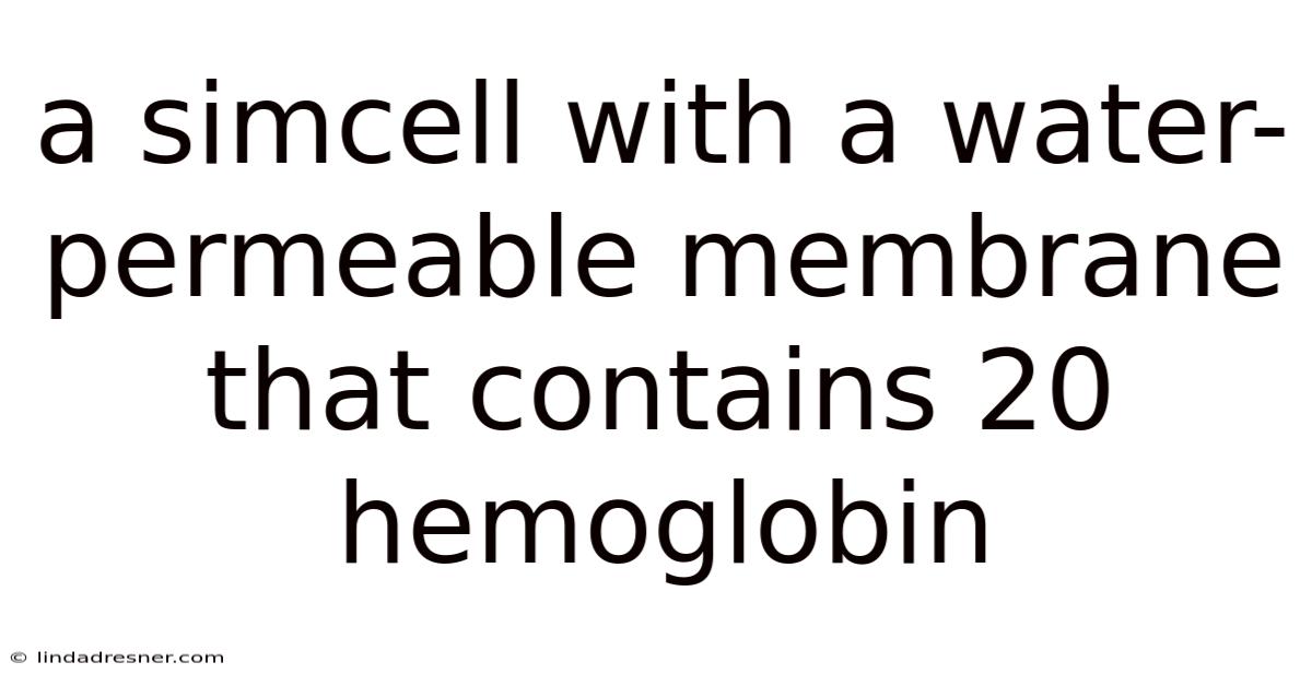 A Simcell With A Water-permeable Membrane That Contains 20 Hemoglobin