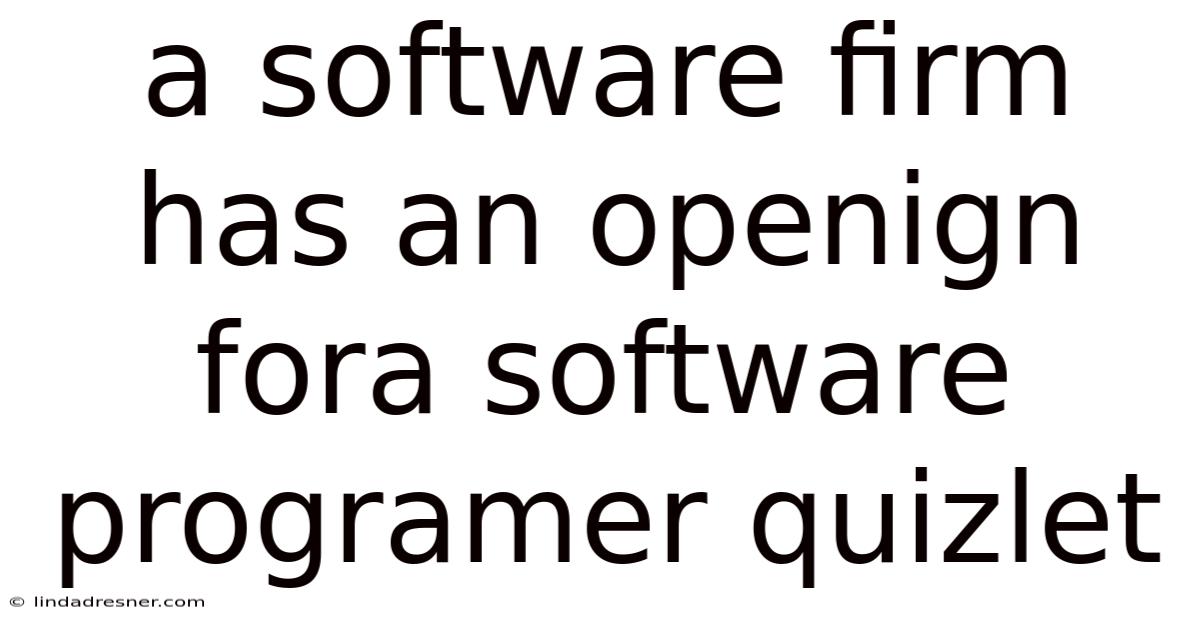 A Software Firm Has An Openign Fora Software Programer Quizlet