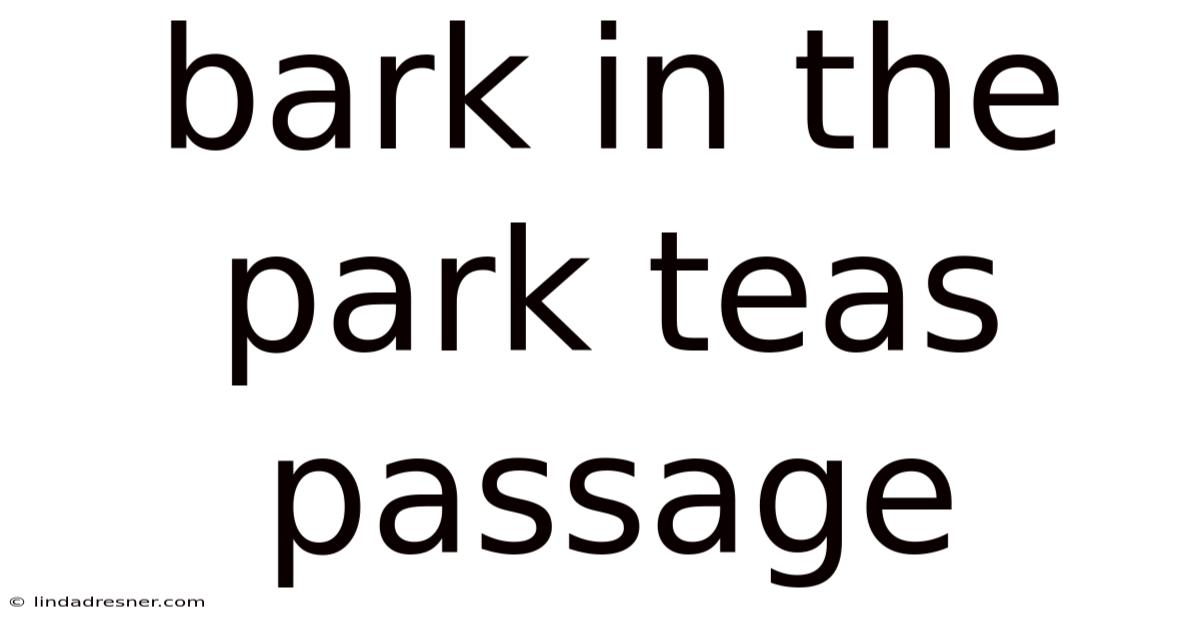 Bark In The Park Teas Passage