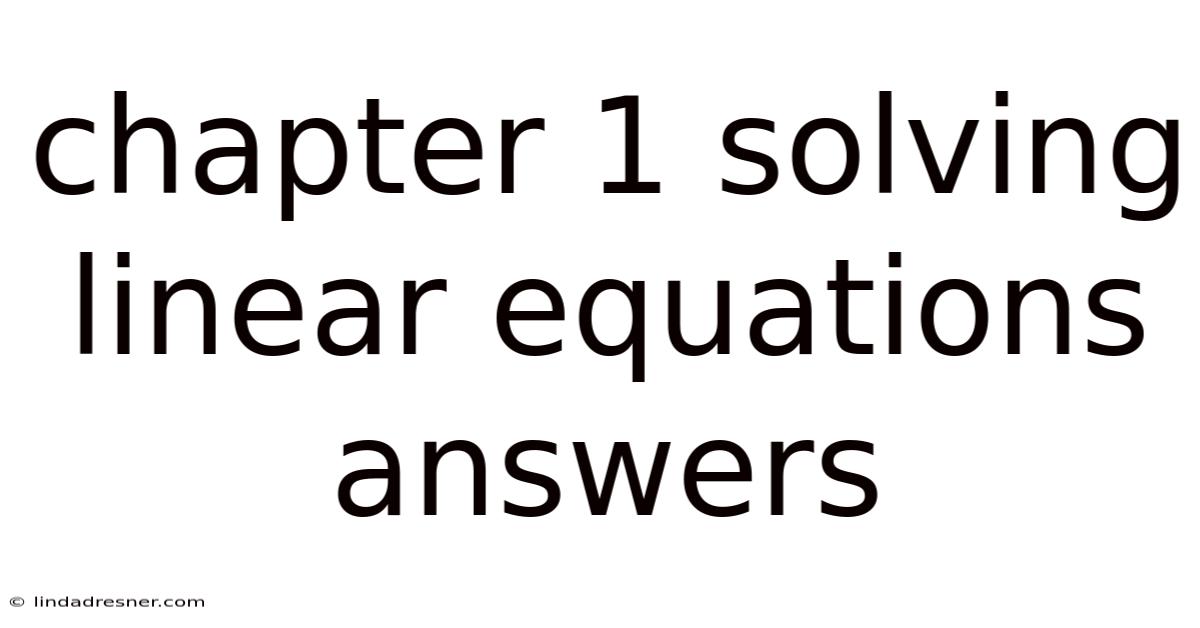 Chapter 1 Solving Linear Equations Answers
