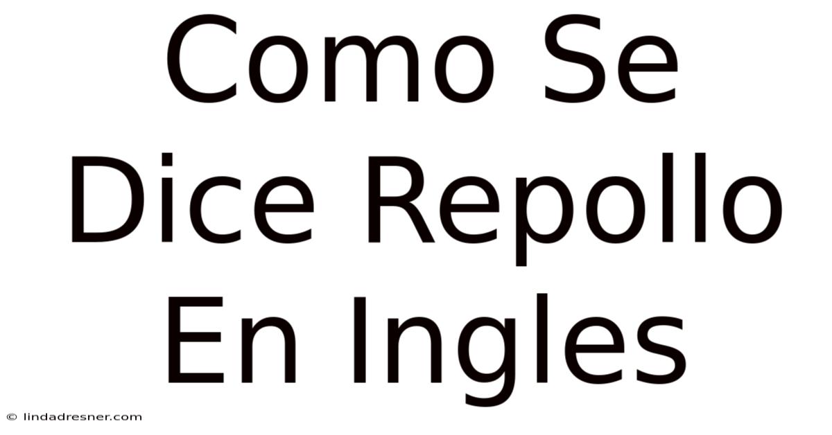 Como Se Dice Repollo En Ingles