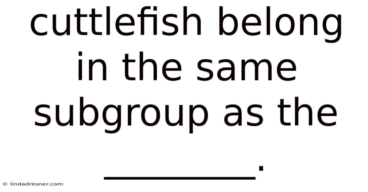 Cuttlefish Belong In The Same Subgroup As The ________.