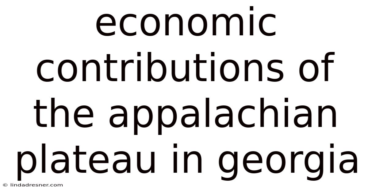 Economic Contributions Of The Appalachian Plateau In Georgia