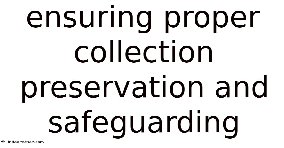 Ensuring Proper Collection Preservation And Safeguarding