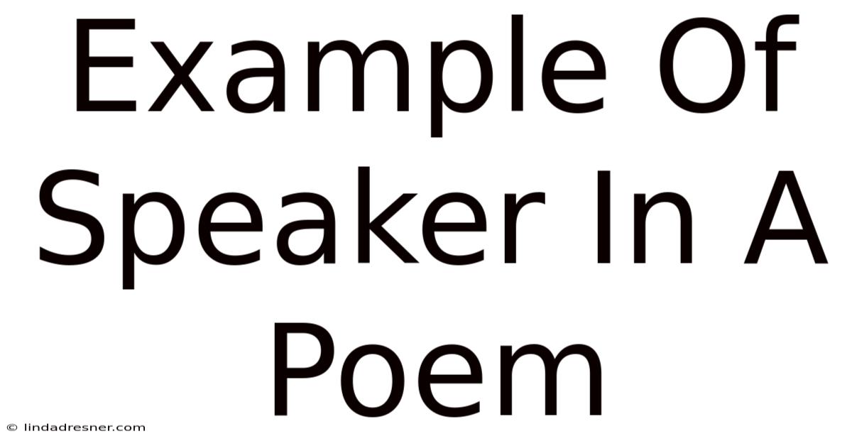 Example Of Speaker In A Poem
