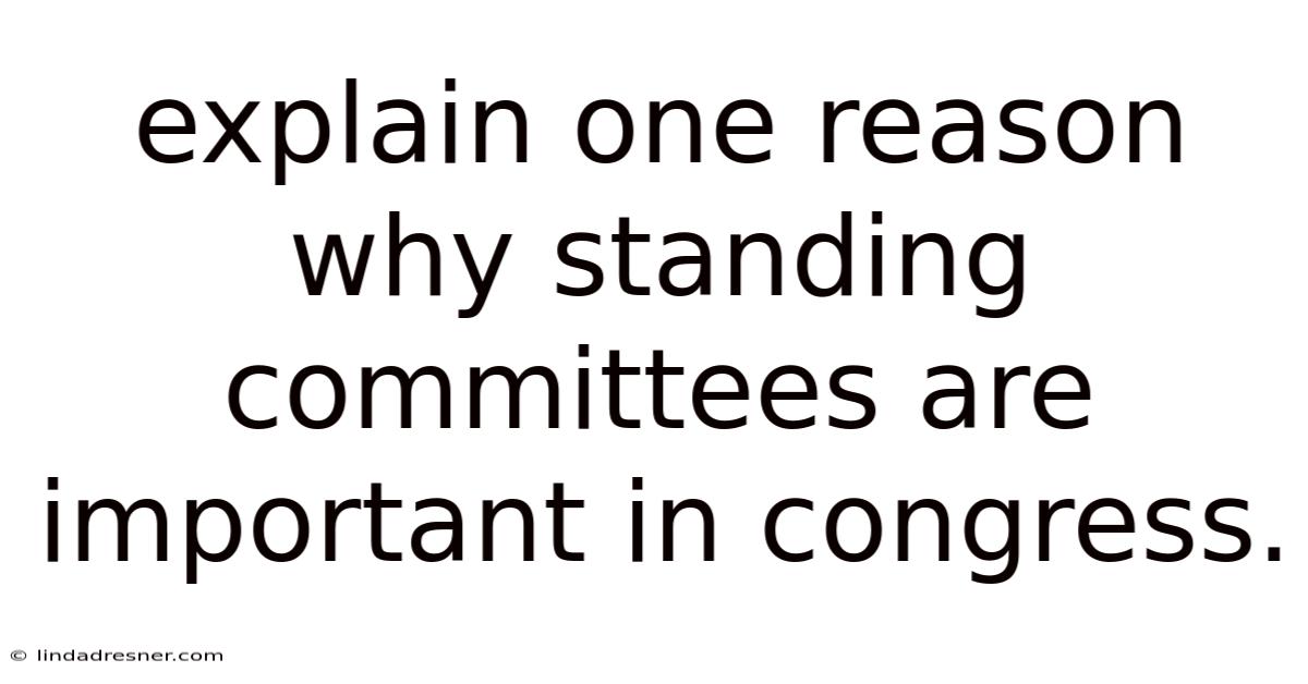 Explain One Reason Why Standing Committees Are Important In Congress.