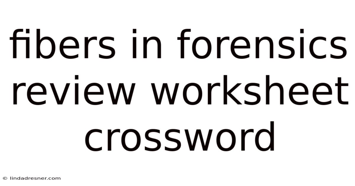 Fibers In Forensics Review Worksheet Crossword