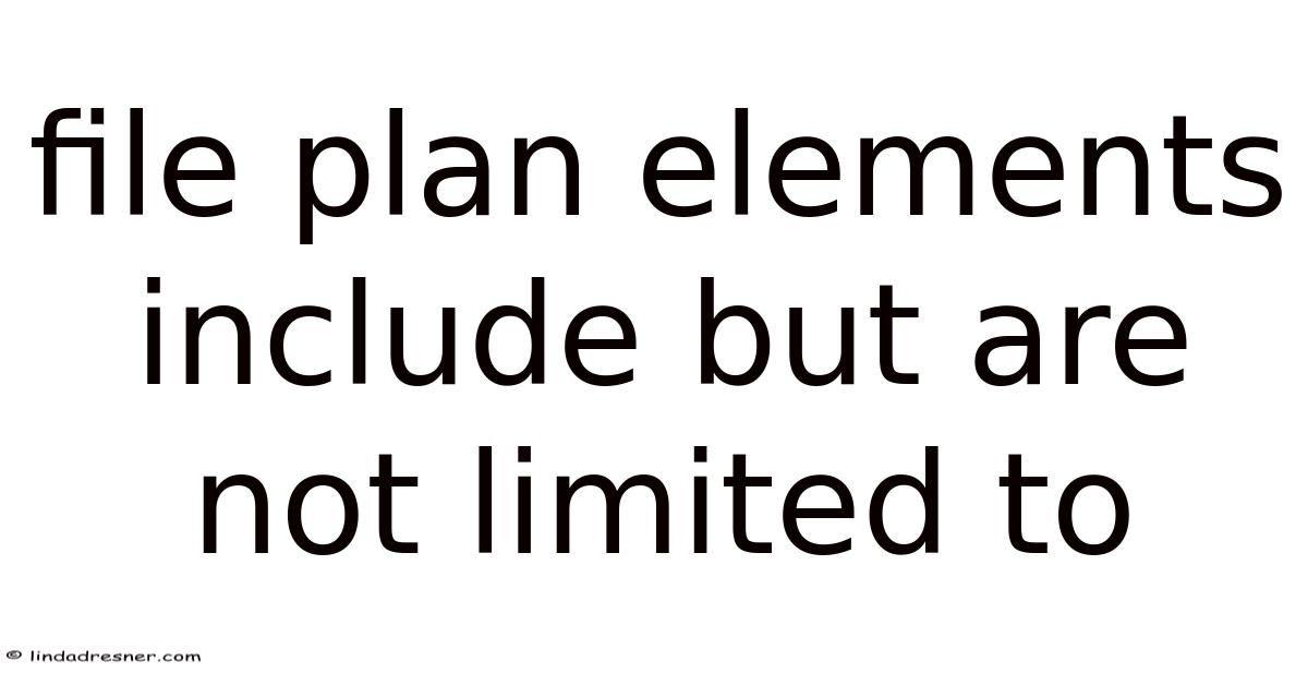 File Plan Classification File Plan Elements Include But Are Not Limited To