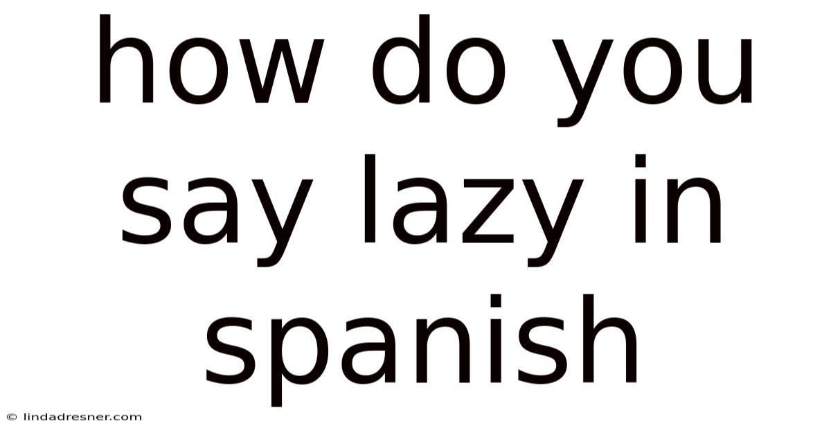How Do You Say Lazy In Spanish