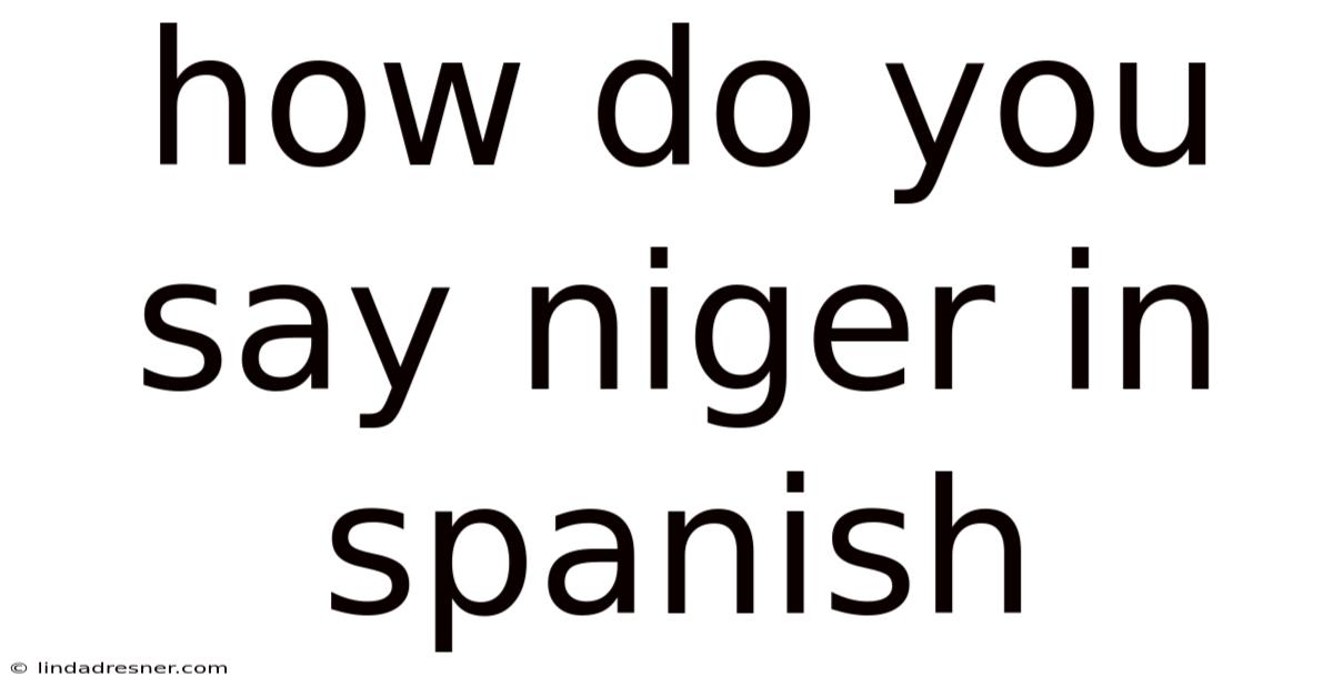 How Do You Say Niger In Spanish