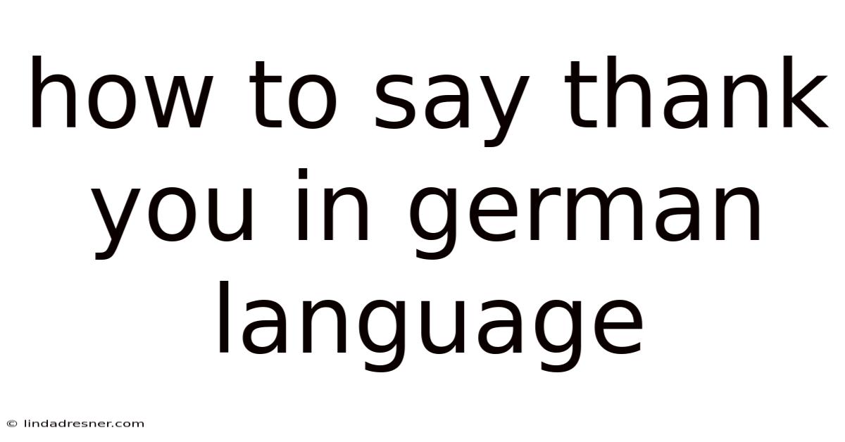 How To Say Thank You In German Language