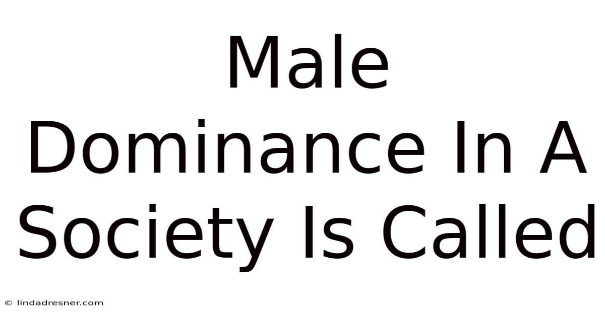 Male Dominance In A Society Is Called