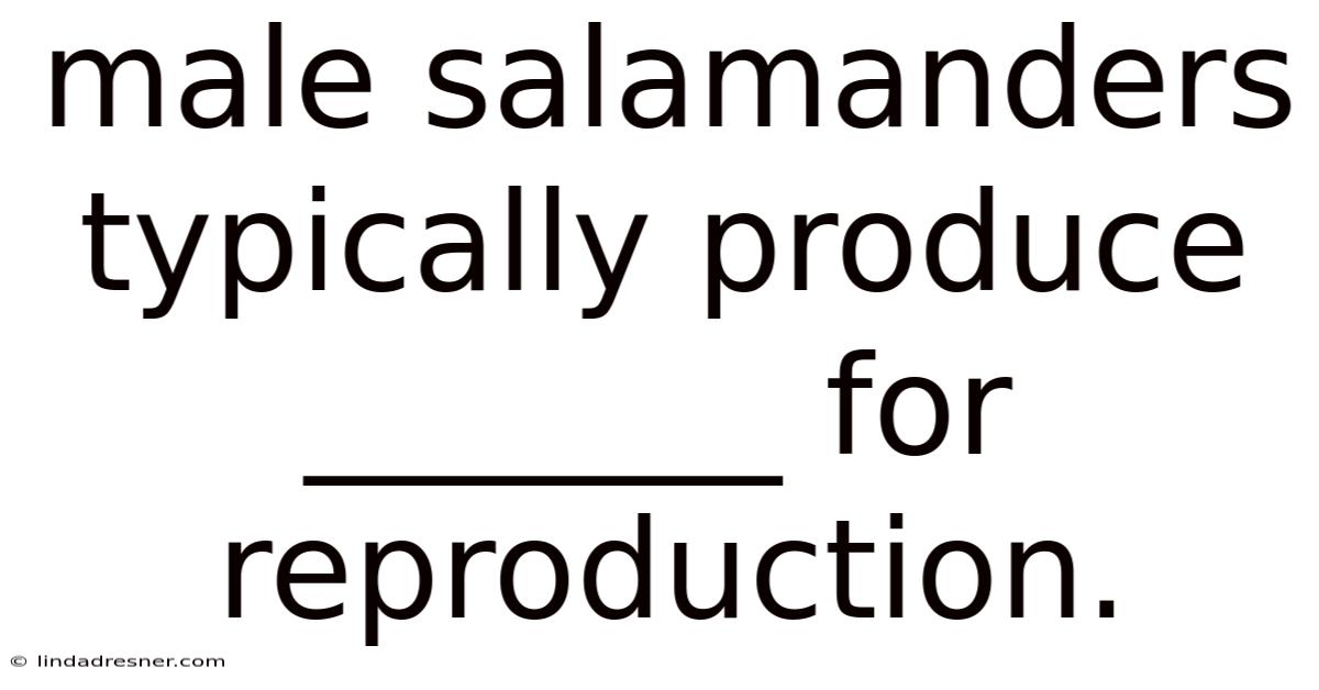 Male Salamanders Typically Produce _______ For Reproduction.