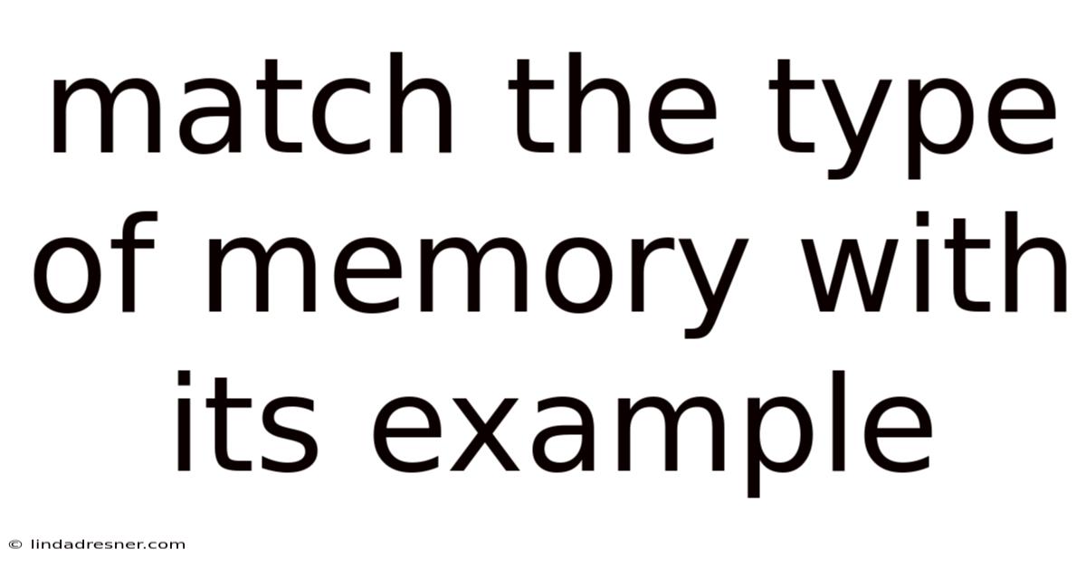 Match The Type Of Memory With Its Example