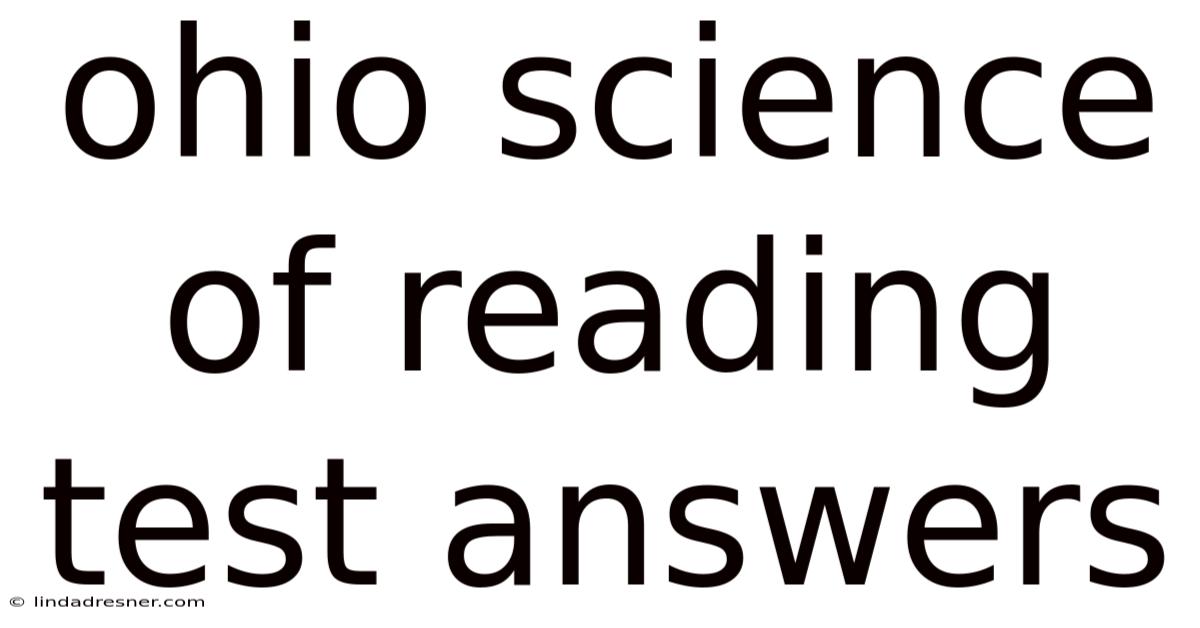Ohio Science Of Reading Test Answers