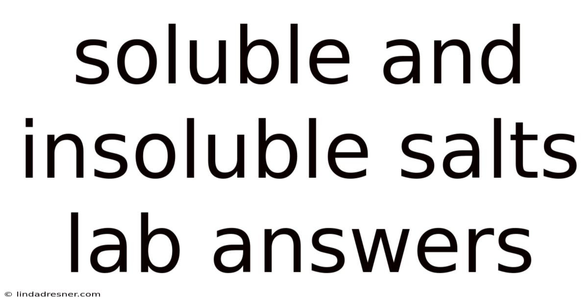 Soluble And Insoluble Salts Lab Answers