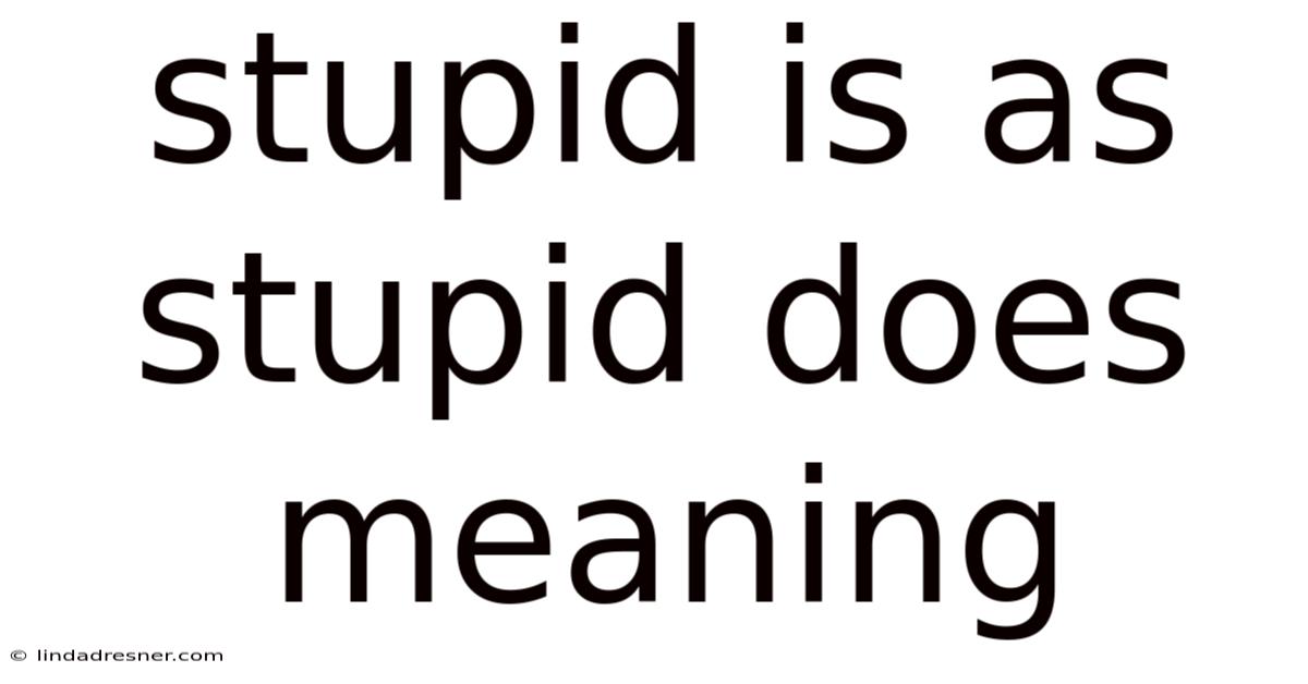 Stupid Is As Stupid Does Meaning