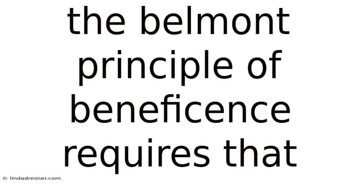 The Belmont Principle Of Beneficence Requires That
