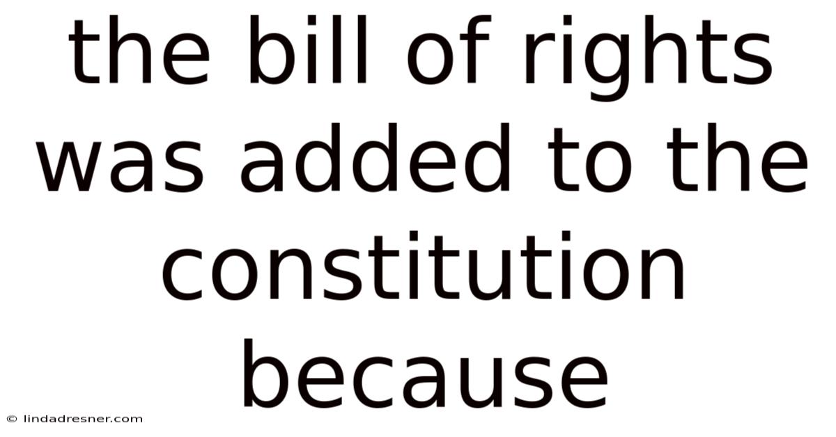 The Bill Of Rights Was Added To The Constitution Because