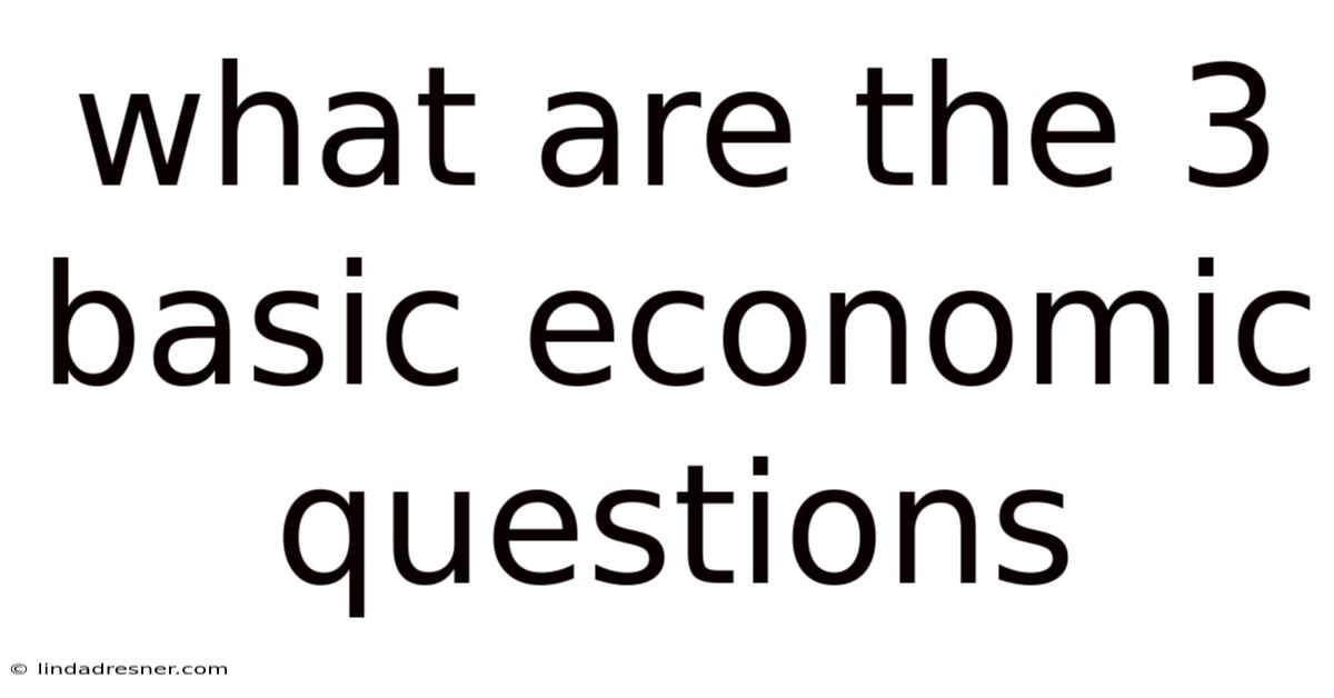 What Are The 3 Basic Economic Questions