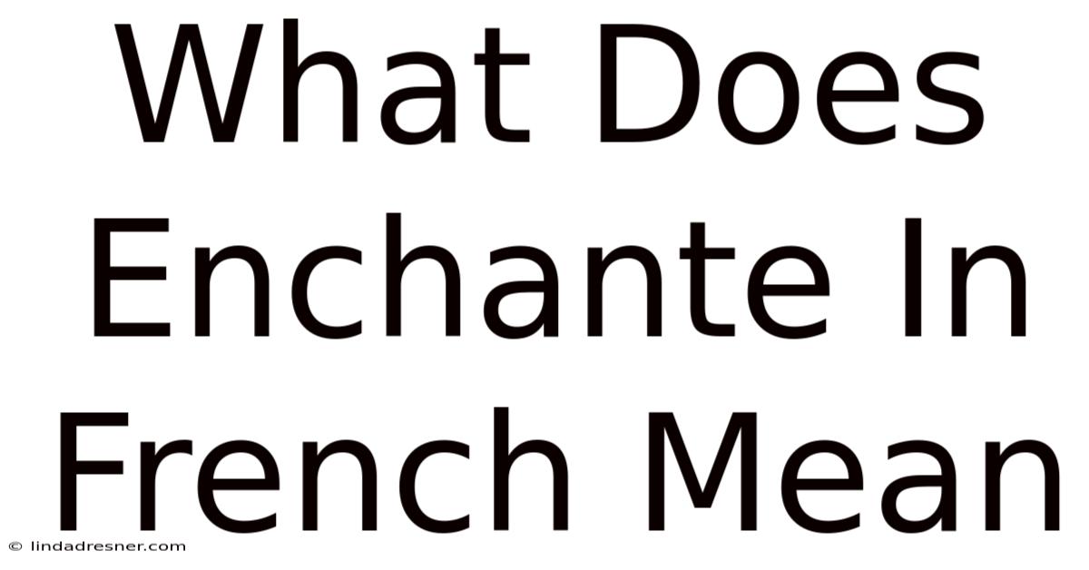What Does Enchante In French Mean