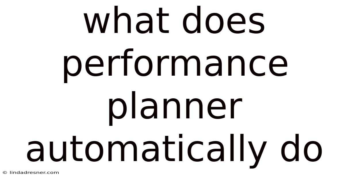 What Does Performance Planner Automatically Do