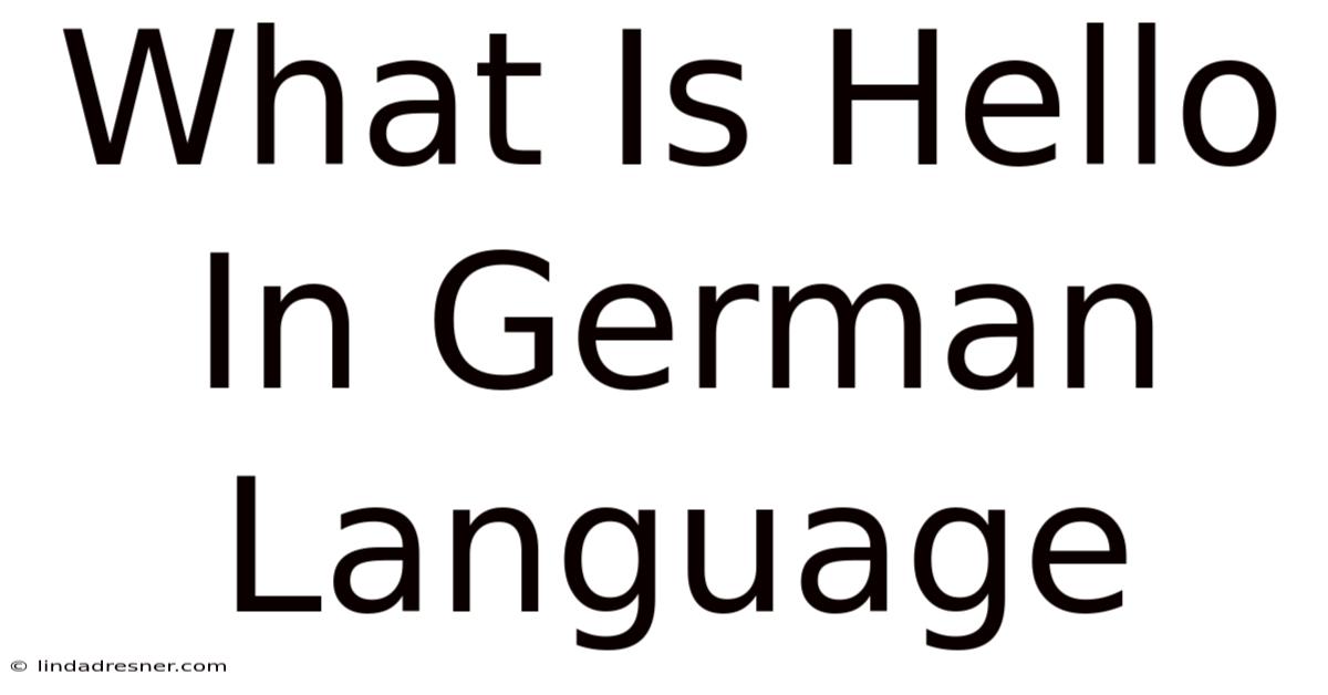 What Is Hello In German Language