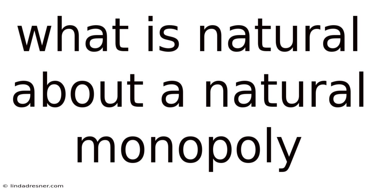 What Is Natural About A Natural Monopoly