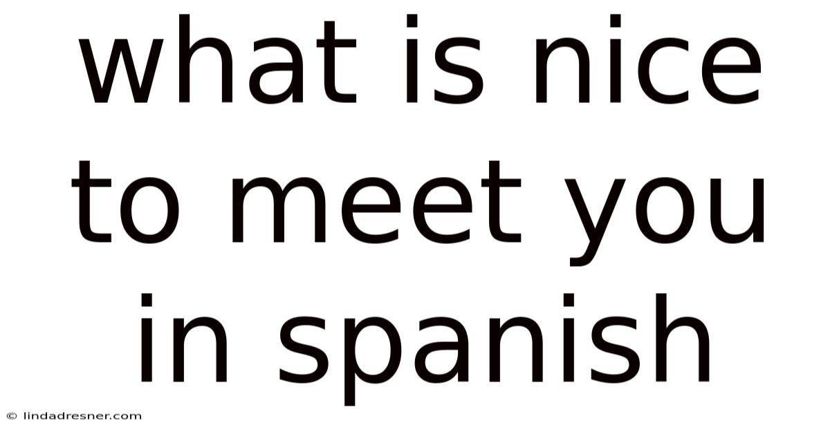 What Is Nice To Meet You In Spanish