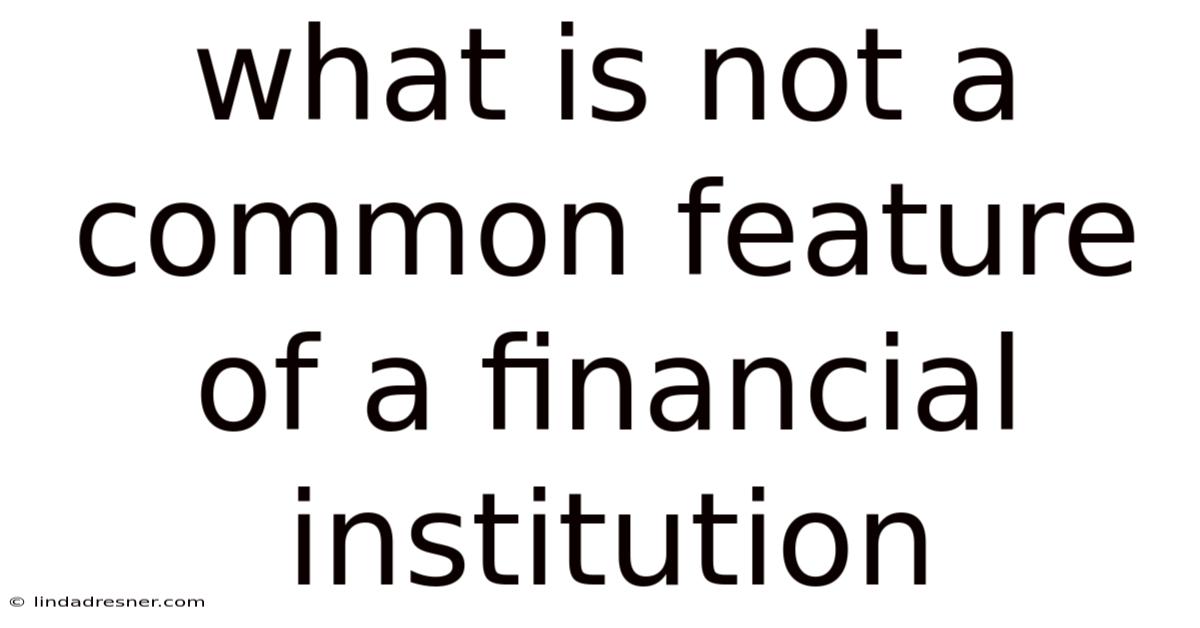 What Is Not A Common Feature Of A Financial Institution