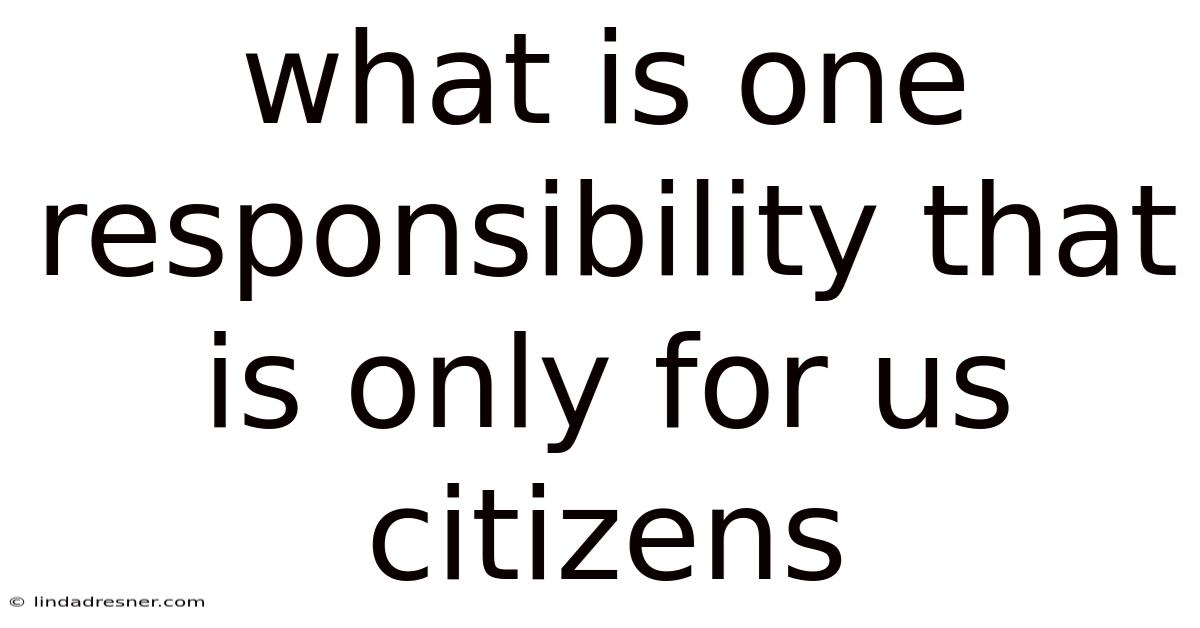 What Is One Responsibility That Is Only For Us Citizens