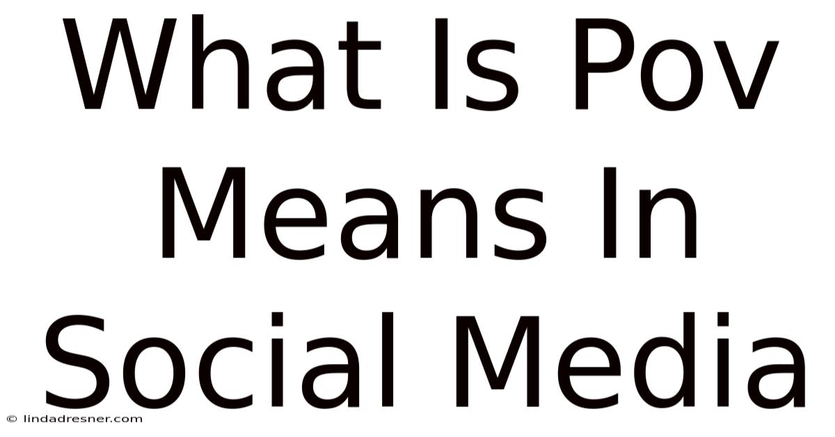 What Is Pov Means In Social Media
