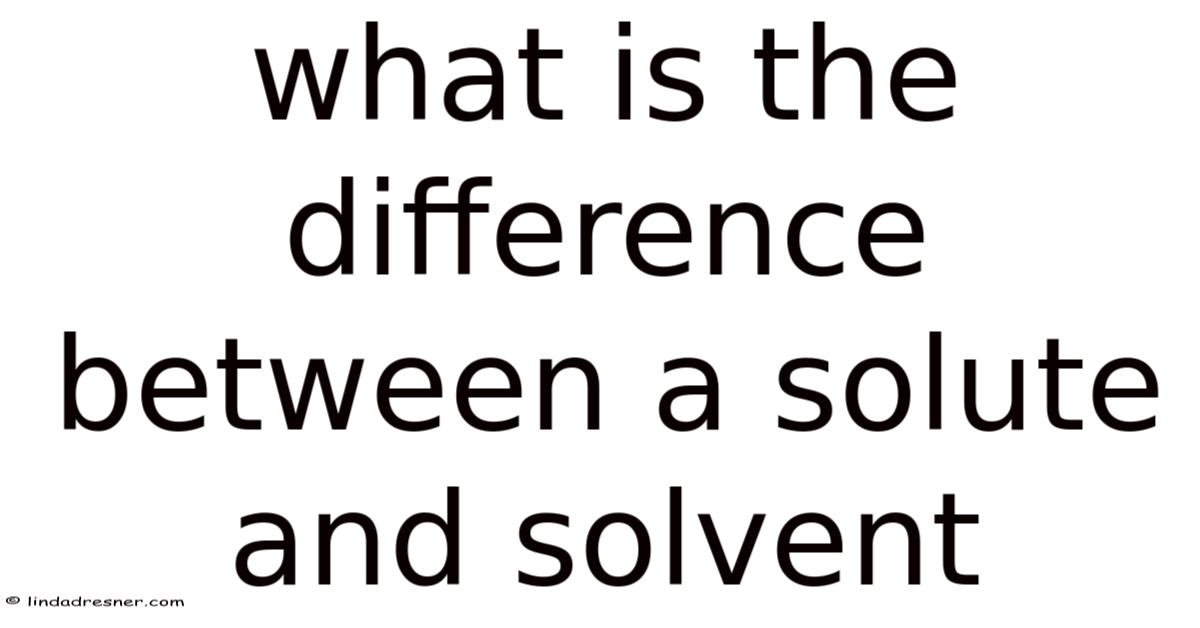 What Is The Difference Between A Solute And Solvent