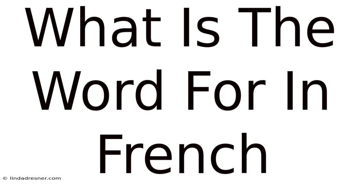 What Is The Word For In French