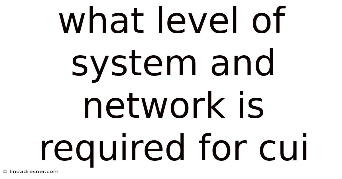 What Level Of System And Network Is Required For Cui