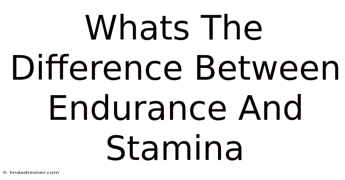 What's The Difference Between Endurance And Stamina