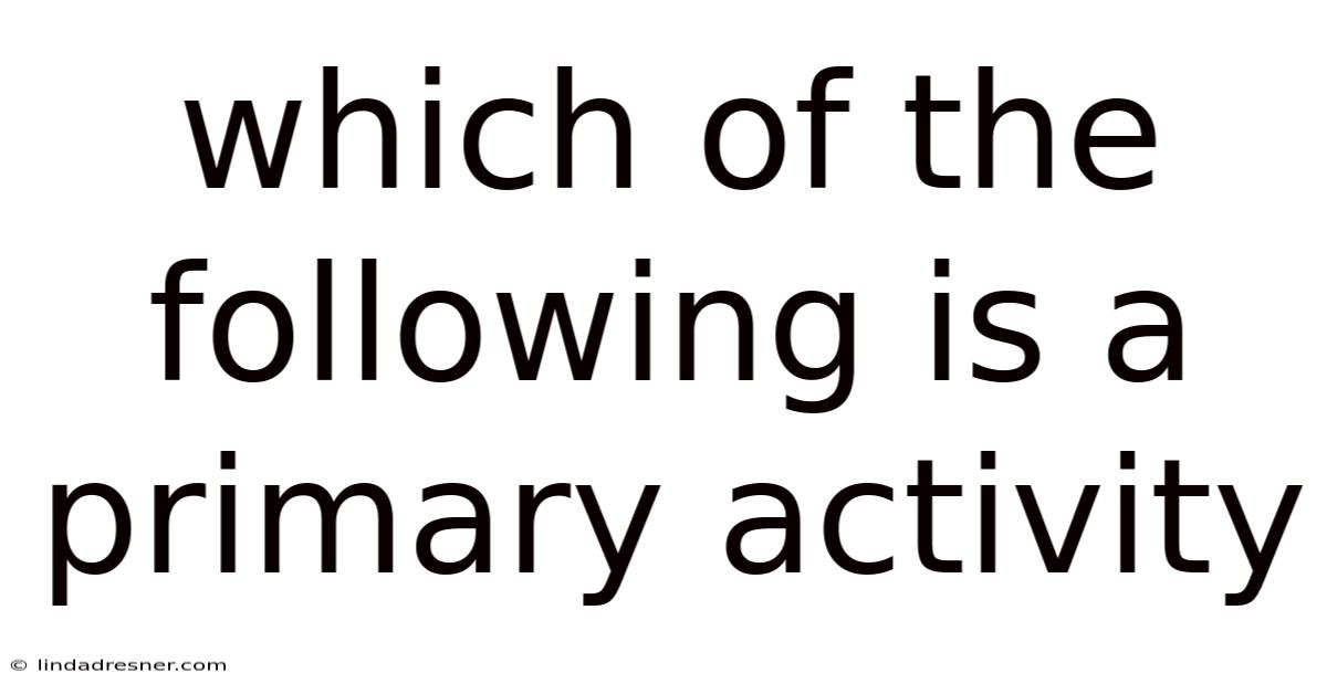 Which Of The Following Is A Primary Activity