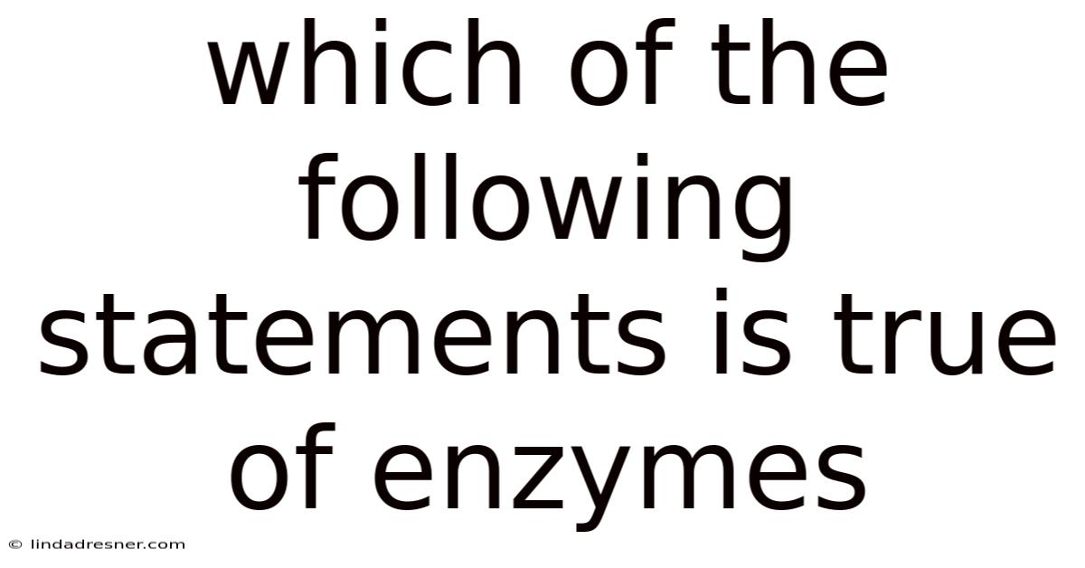 Which Of The Following Statements Is True Of Enzymes