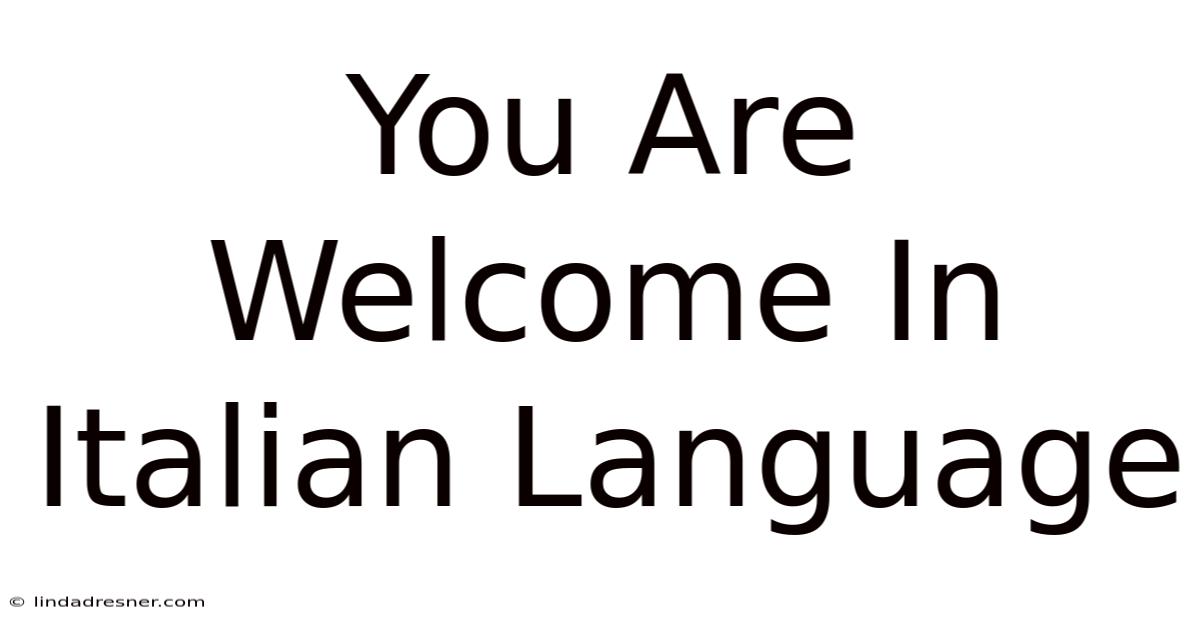 You Are Welcome In Italian Language